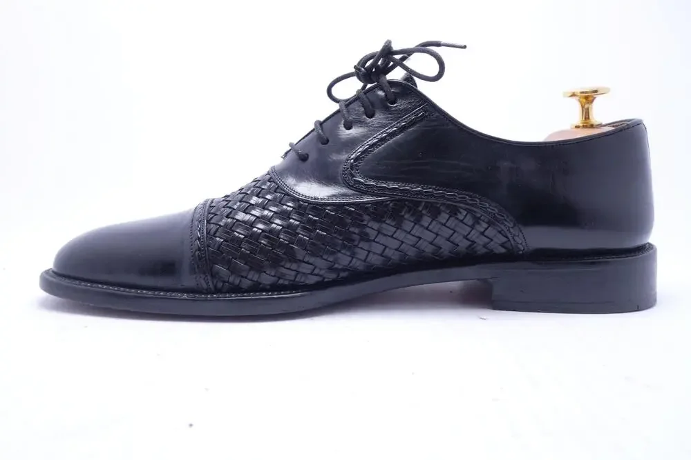 Mezlan San Juan Shoes Mens Size 10 M Black Woven Leather Cap Toe Oxford Dress